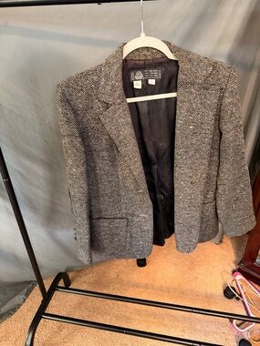 Gray Tweed Blazer - Classic Textured Jacket